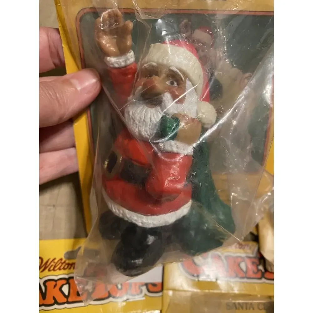 5 Vintage Wilton Santa Clause Cake Toppers Christmas Baking Figurine 4.5”